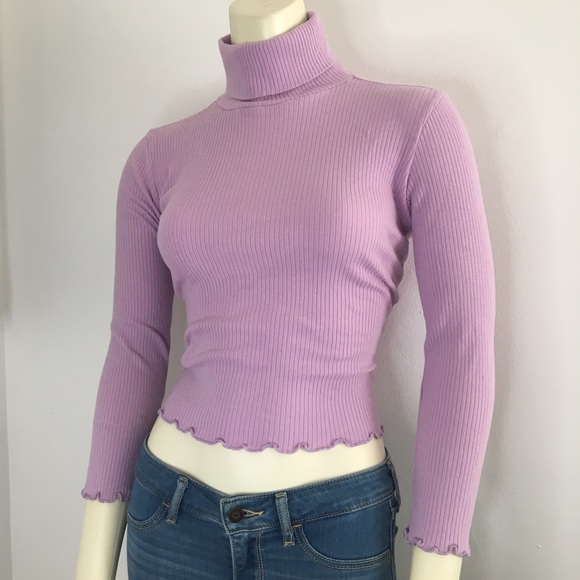 Lavender Purple Crop Turtleneck Xs 
